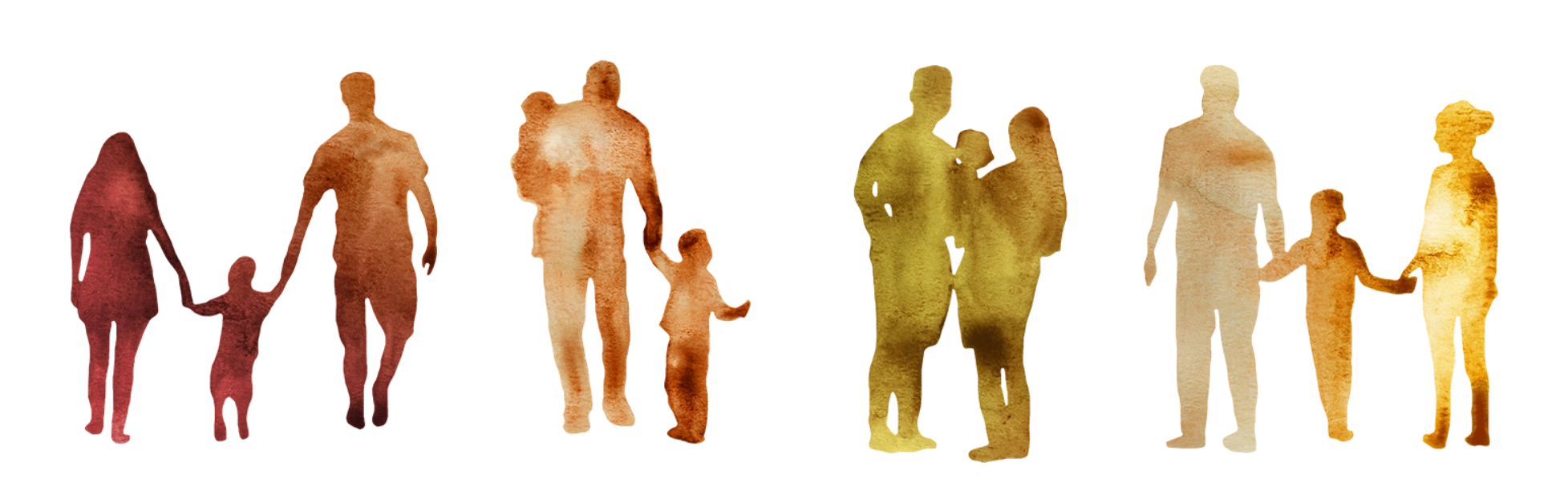 Illustration von Familien mit Kindern.