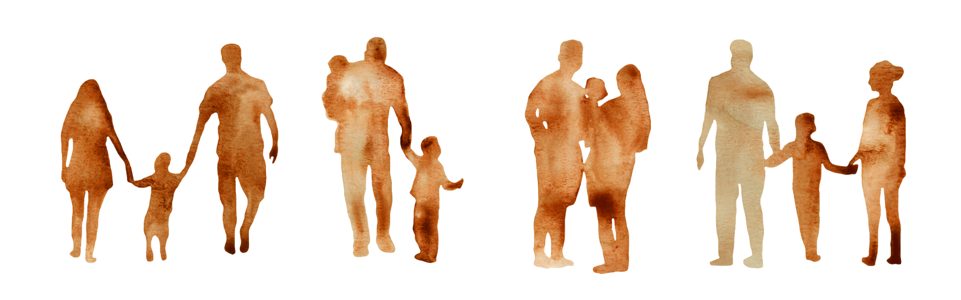 Illustration von Familien mit Kindern.